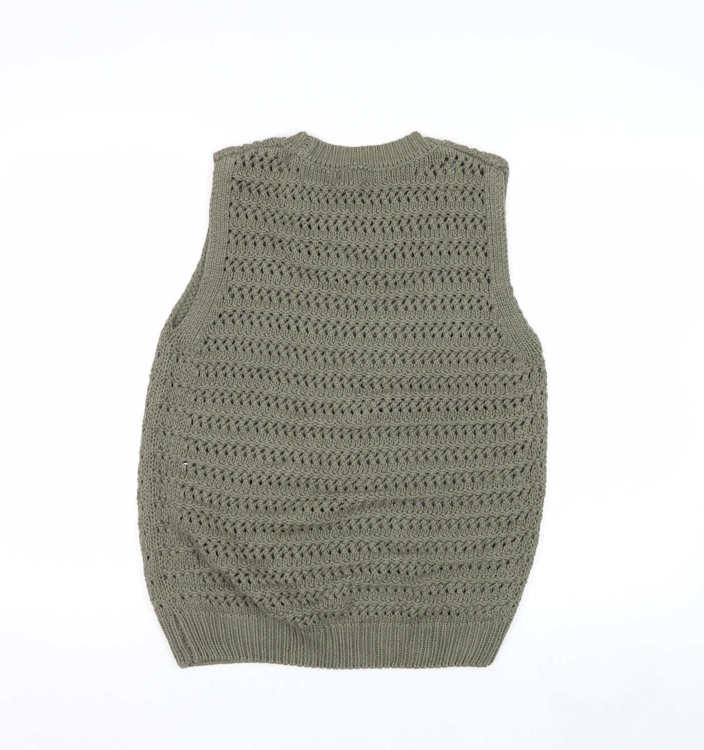 Marks and Spencer Women's Green Knit Cotton Sleeveless Vest M