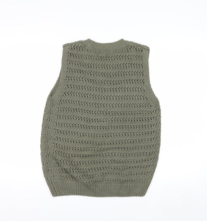 Marks and Spencer Women's Green Knit Cotton Sleeveless Vest M