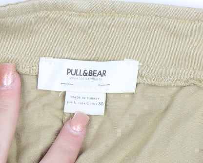 Pull&Bear Women Beige Cargo Short Skirt L Cotton Twill