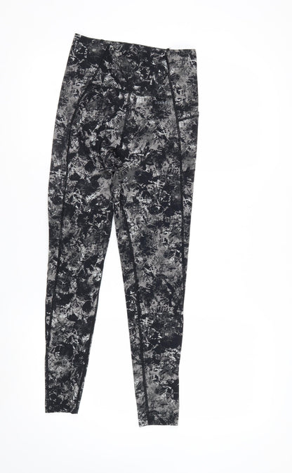 USA Pro Women Black Abstract Ankle Leggings Size 10