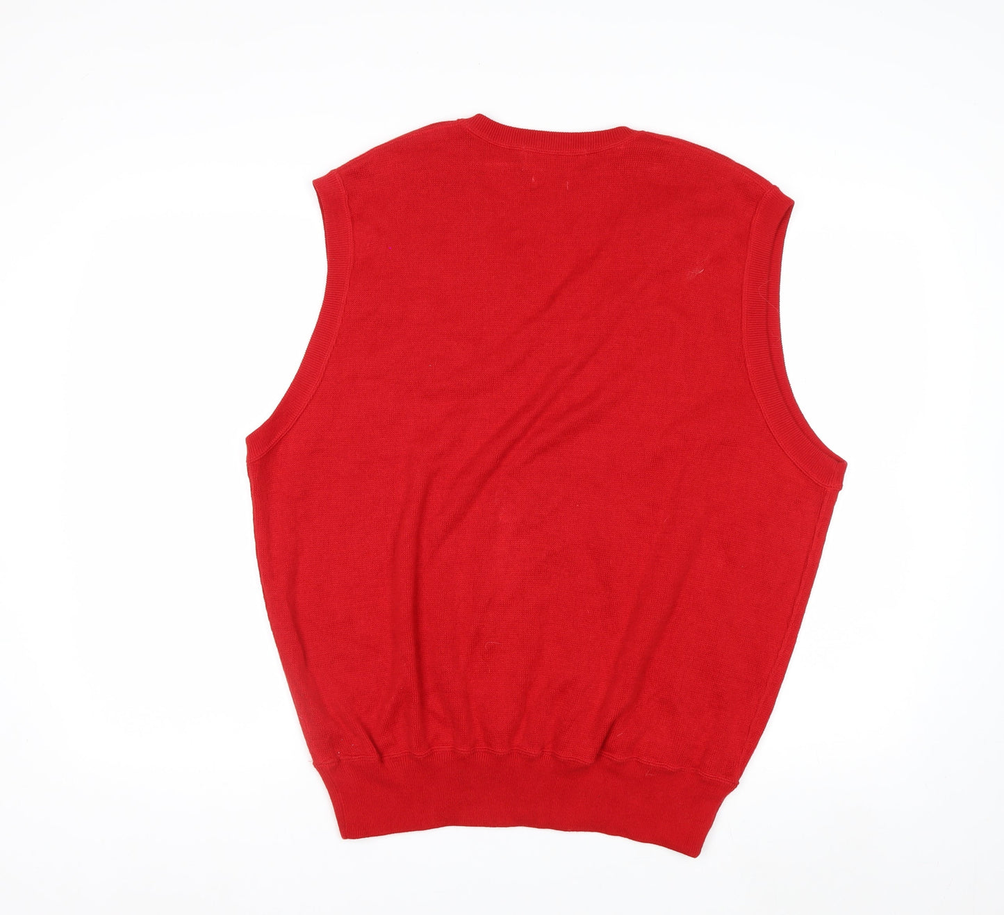 Polo Ralph Lauren Men's Red Cotton V-Neck Sleeveless Vest Jumper XL