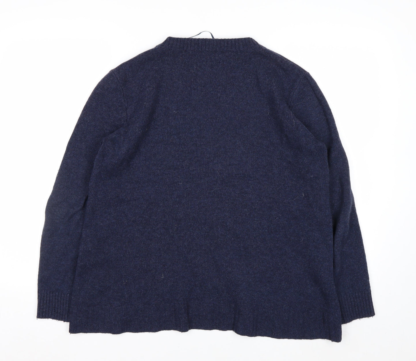 Seasalt Cornwall Women's Navy Wool Jumper Size 14 Classic Crew Neck