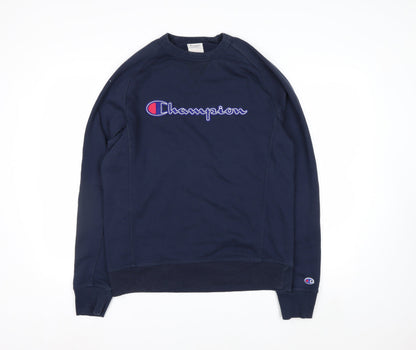 Champion Men's Blue Pullover Sweatshirt Medium Embroidered Logo