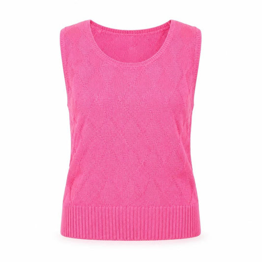 Talbots Women's Pink Knit Cotton Sleeveless Vest Jumper Size L