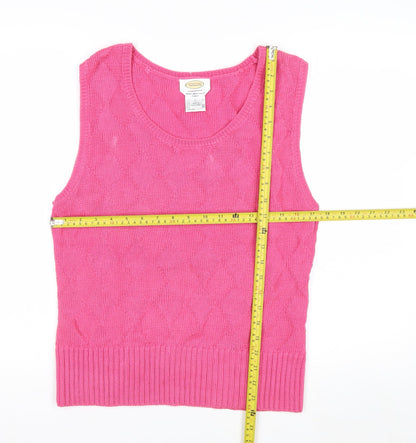 Talbots Women's Pink Knit Cotton Sleeveless Vest Jumper Size L