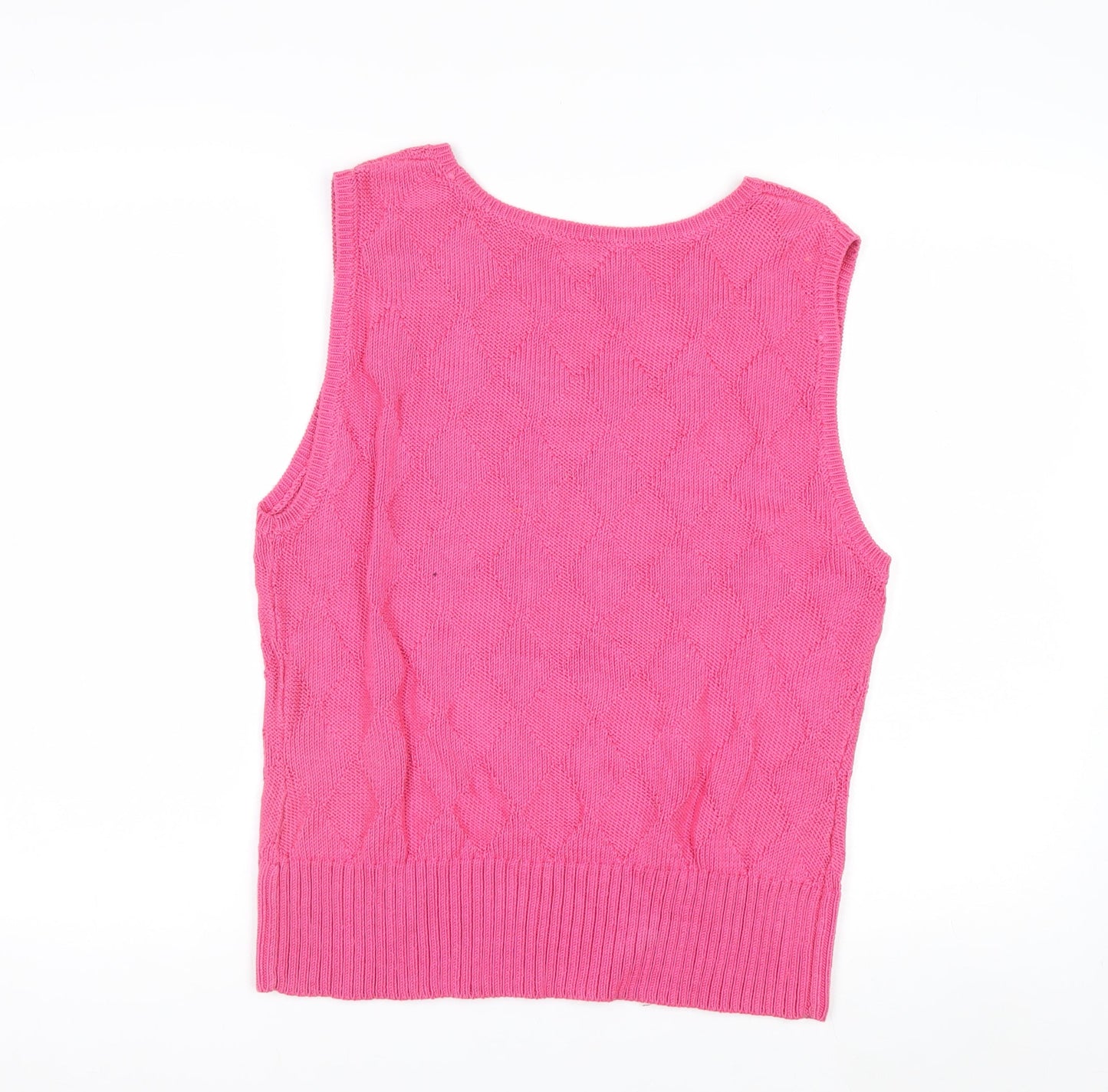 Talbots Women's Pink Knit Cotton Sleeveless Vest Jumper Size L