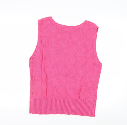 Talbots Women's Pink Knit Cotton Sleeveless Vest Jumper Size L