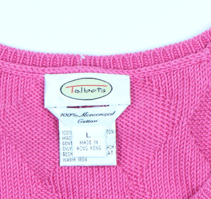 Talbots Women's Pink Knit Cotton Sleeveless Vest Jumper Size L