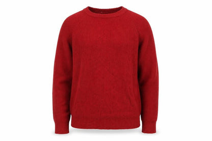Coen Men's Red Lamb's Wool Knit Crew Neck Jumper Size L