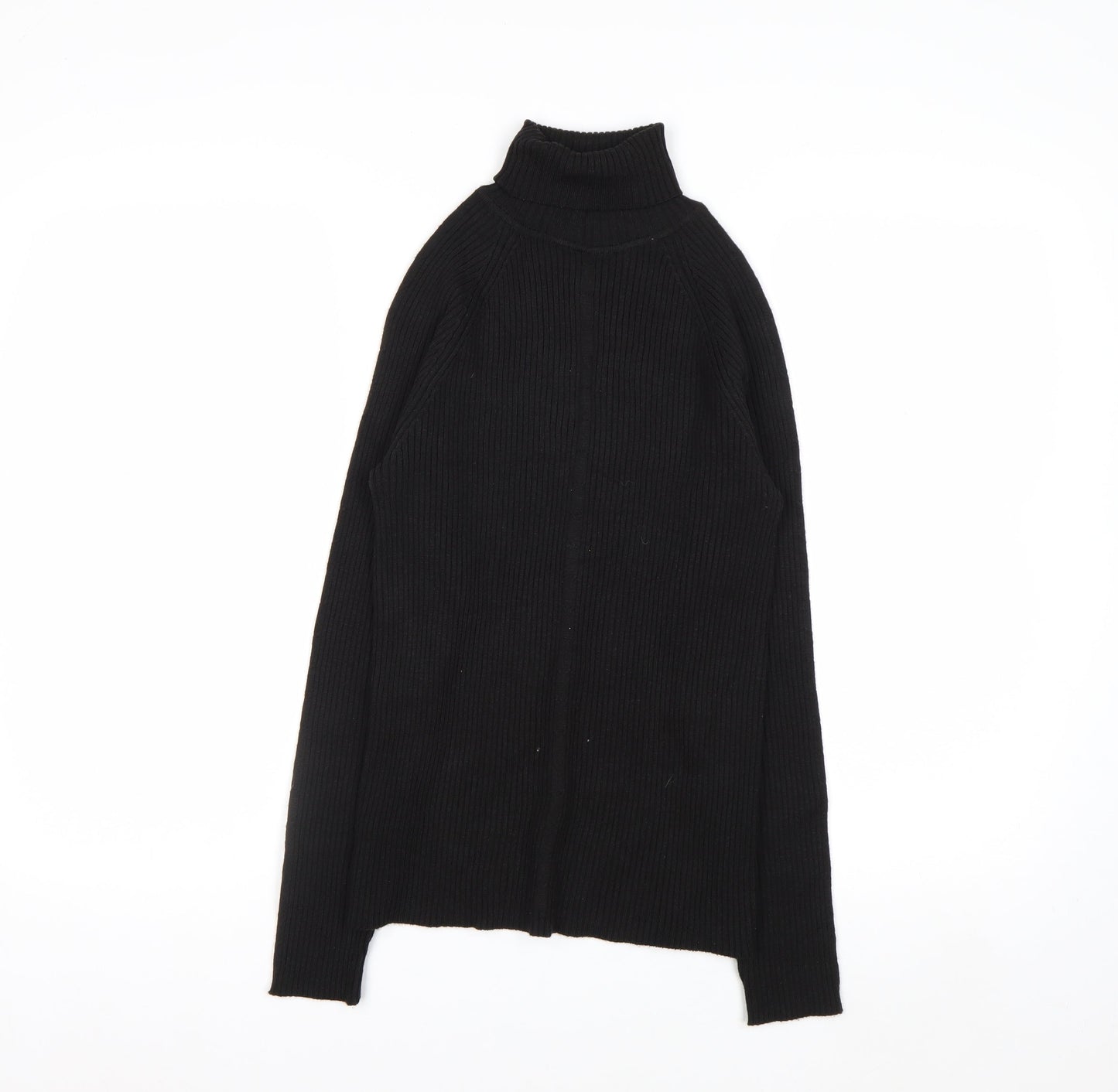 White Stag Women's Black Roll Neck Ribbed Knit Jumper Size S