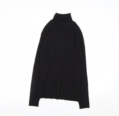 White Stag Women's Black Roll Neck Ribbed Knit Jumper Size S