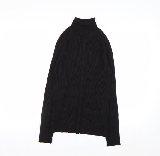 White Stag Women's Black Roll Neck Ribbed Knit Jumper Size S