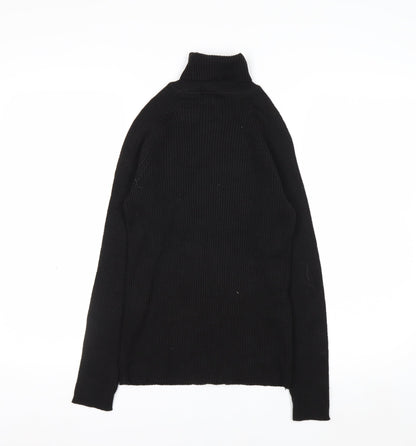 White Stag Women's Black Roll Neck Ribbed Knit Jumper Size S