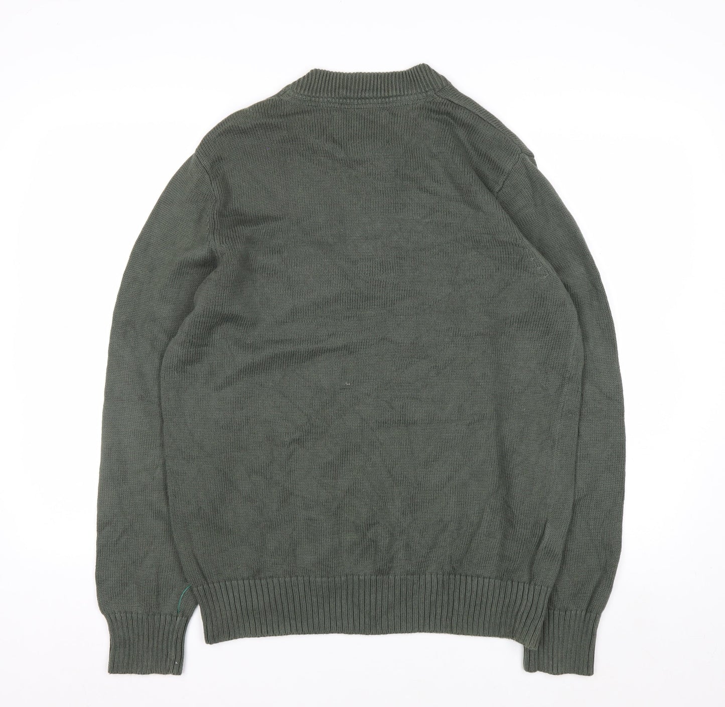Eddie Bauer Men's Green Cotton Henley Jumper Size M