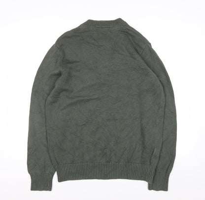 Eddie Bauer Men's Green Cotton Henley Jumper Size M