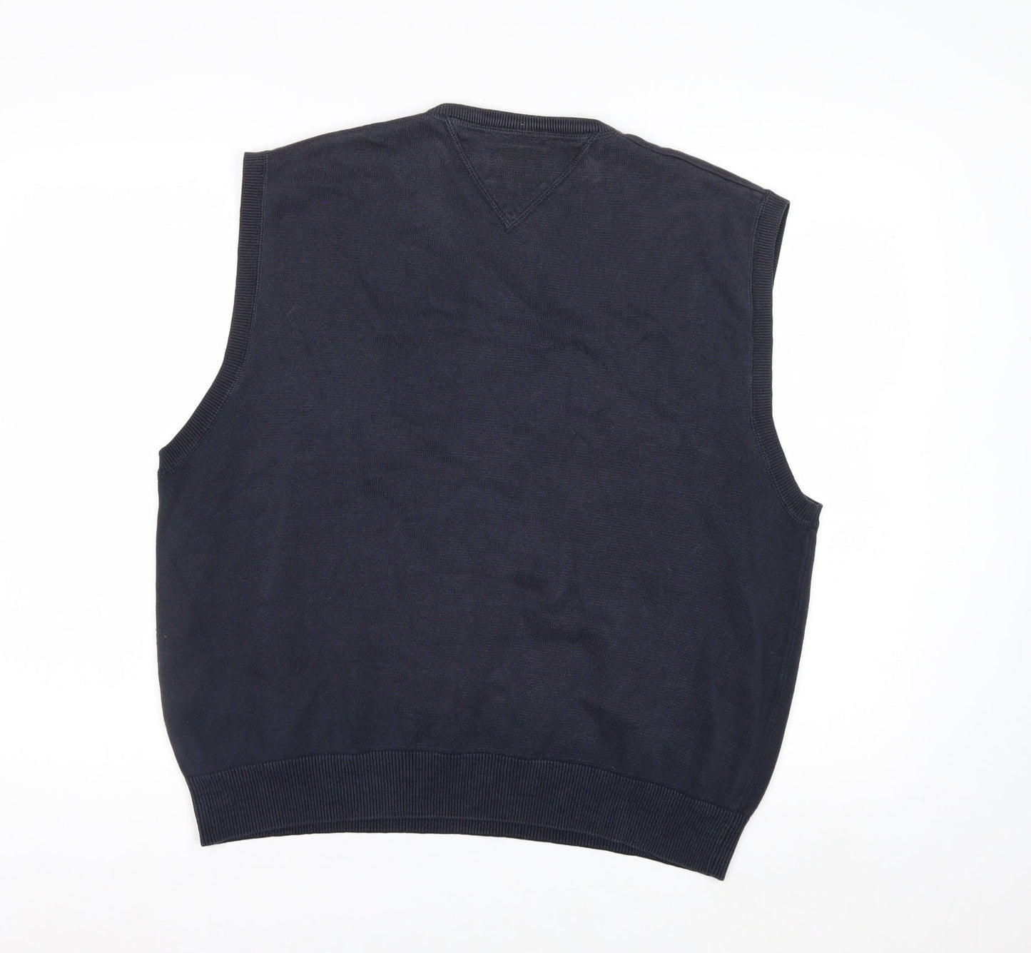 Tommy Hilfiger Men's Blue Cotton V-Neck Sleeveless Vest L