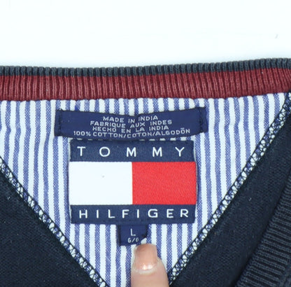 Tommy Hilfiger Men's Blue Cotton V-Neck Sleeveless Vest L