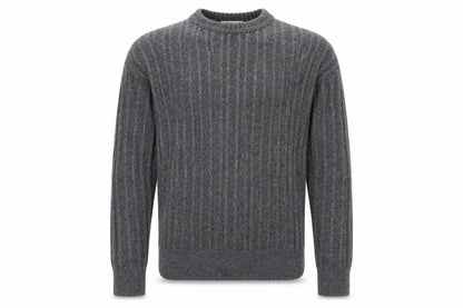 Felix Bühler Men's Grey Wool Cable-Knit Pullover Jumper L
