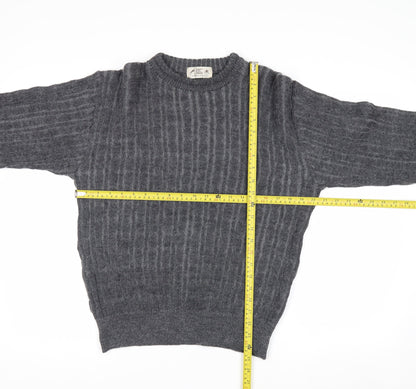 Felix Bühler Men's Grey Wool Cable-Knit Pullover Jumper L