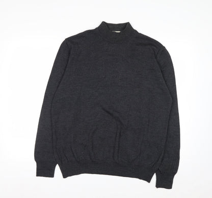Technique Pour Homme Men's Grey Wool Mock Neck Jumper L