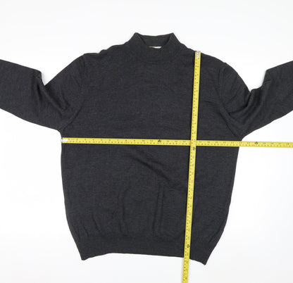 Technique Pour Homme Men's Grey Wool Mock Neck Jumper L