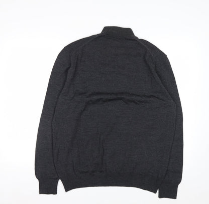 Technique Pour Homme Men's Grey Wool Mock Neck Jumper L
