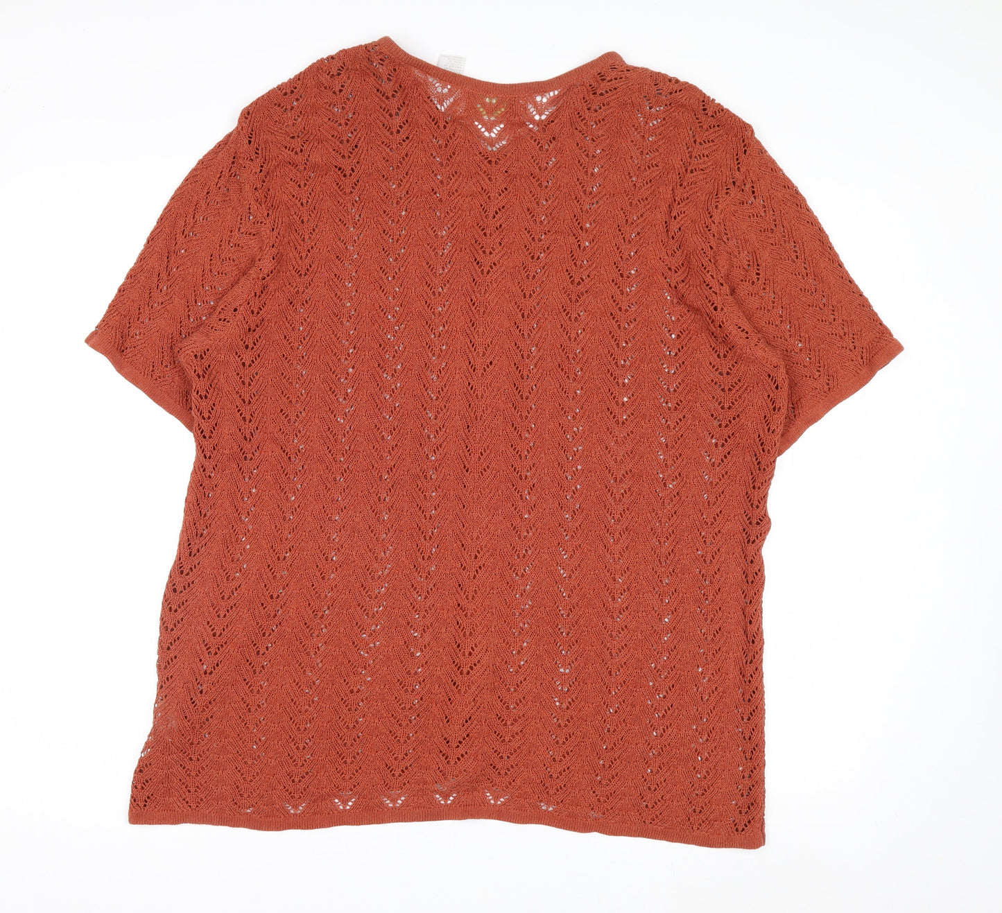 Elisabeth by Liz Claiborne Women’s Rust Open-Knit Button Cardigan Size 2 Cotton Blend