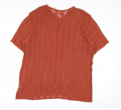 Elisabeth by Liz Claiborne Women’s Rust Open-Knit Button Cardigan Size 2 Cotton Blend
