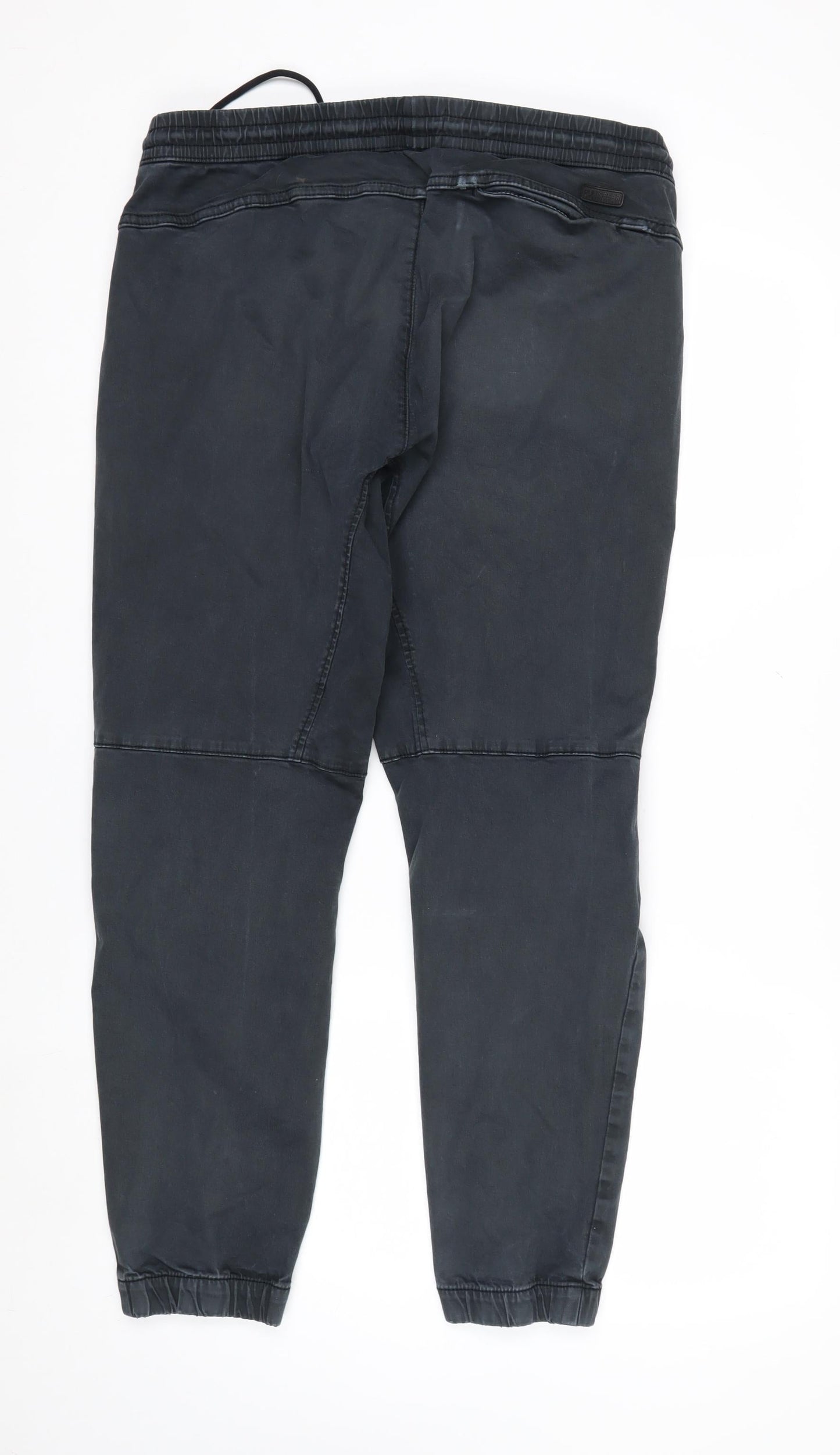 Pull&Bear Men's Black Jogger Trousers L Regular Fit Stretch