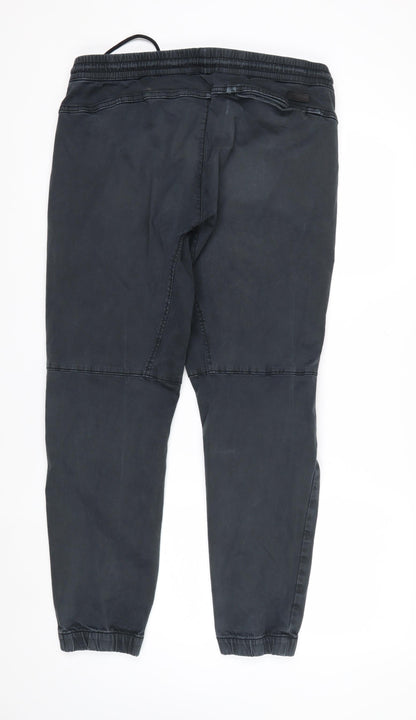 Pull&Bear Men's Black Jogger Trousers L Regular Fit Stretch