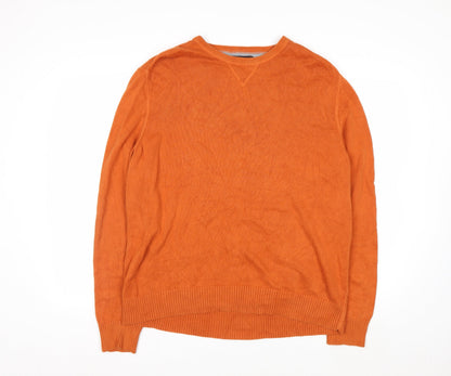 Black Brown 1826 Men's Orange XL Cotton Crew Neck Pullover Jumper