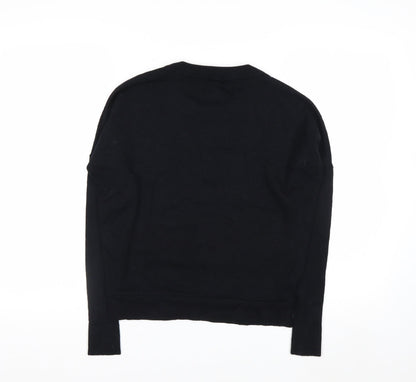 J.Crew Women's Black Wool Crew Neck Pullover Jumper XS