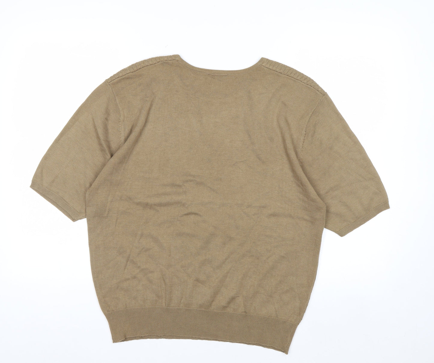 Career Essentials Women Beige Short Sleeve Pullover Jumper Size L