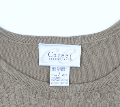 Career Essentials Women Beige Short Sleeve Pullover Jumper Size L