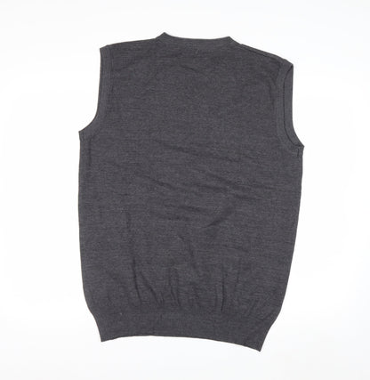 Berto Lucci Men's Grey Cotton Knit Sleeveless V-Neck Vest XL