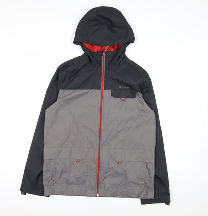 Decathlon Boys Grey Hooded Rain Coat Waterproof Jacket 14 Years