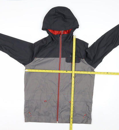 Decathlon Boys Grey Hooded Rain Coat Waterproof Jacket 14 Years