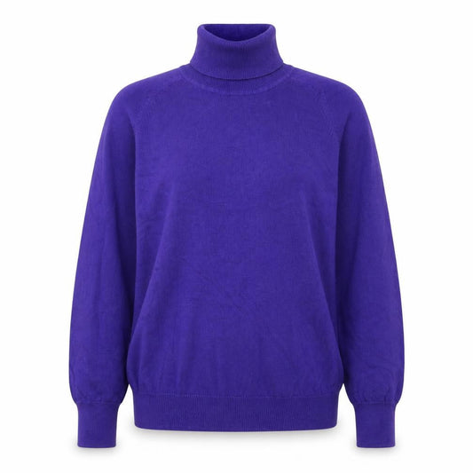 Talbots Women's Purple Roll Neck Cotton Jumper Size L