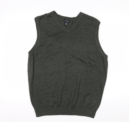 Van Heusen Men's Green V-Neck Sleeveless Cotton Knit Vest M