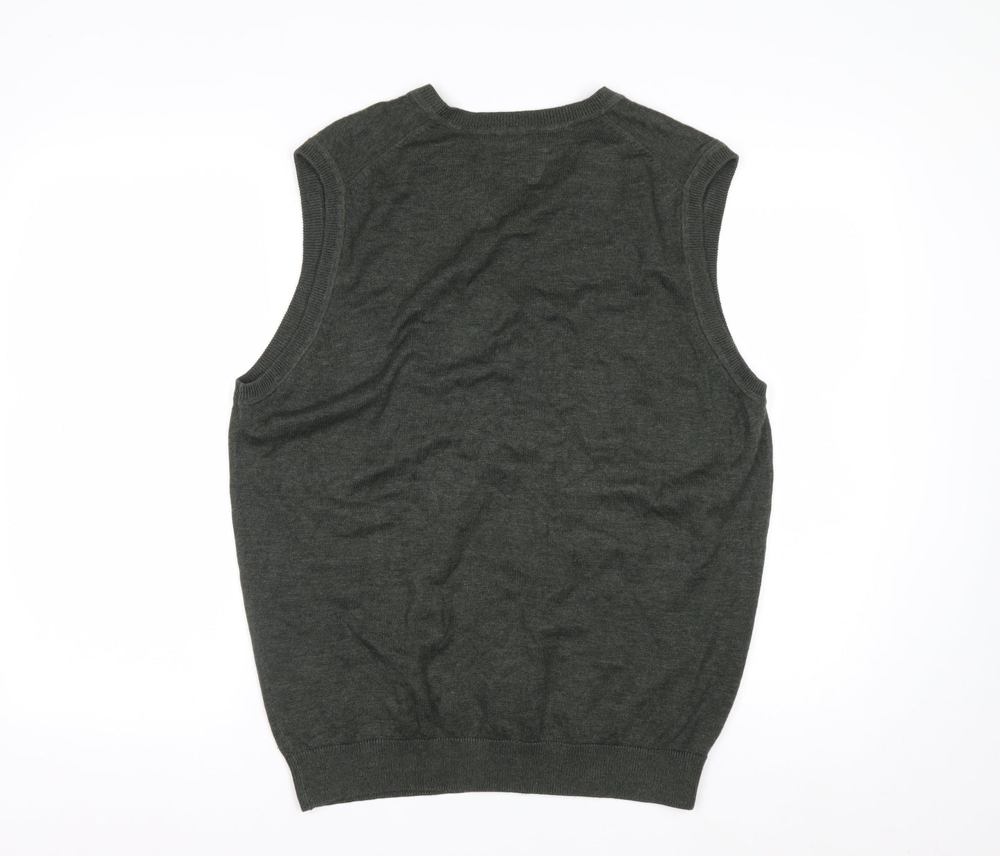Van Heusen Men's Green V-Neck Sleeveless Cotton Knit Vest M