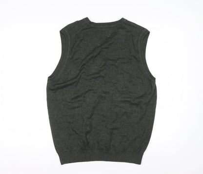 Van Heusen Men's Green V-Neck Sleeveless Cotton Knit Vest M