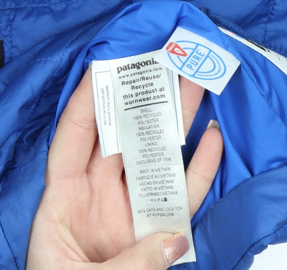 Patagonia Boys Blue 10 Years Puffer Jacket Full Zip Insulated Winter Coat