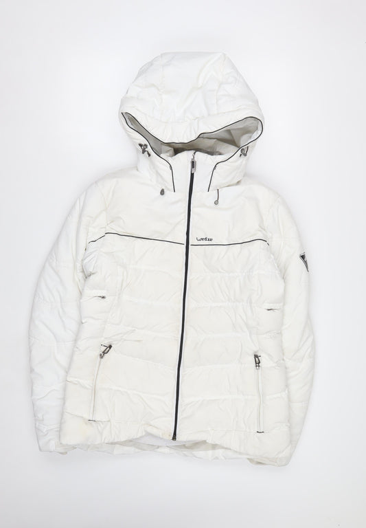Wedze Women's White Ski Jacket Size 14 Insulated Waterproof Hooded
