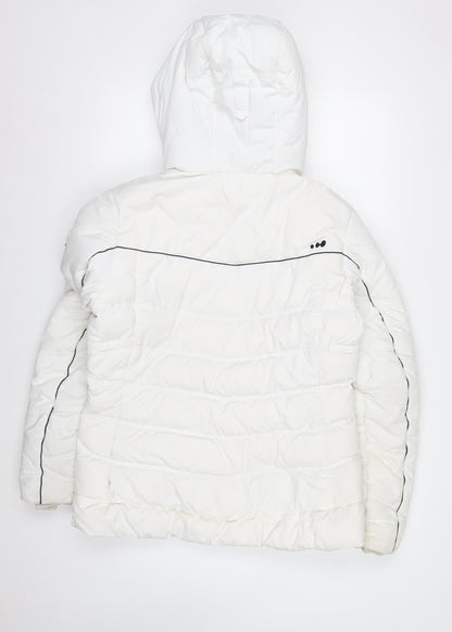 Wedze Women's White Ski Jacket Size 14 Insulated Waterproof Hooded