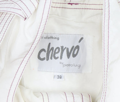Chervò Womens White 80s Ski Snow Pants Size 10 Retro Geometric