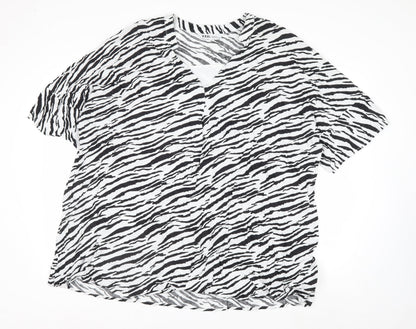 Yours Womens Black White Zebra Print Viscose T-Shirt Size 22
