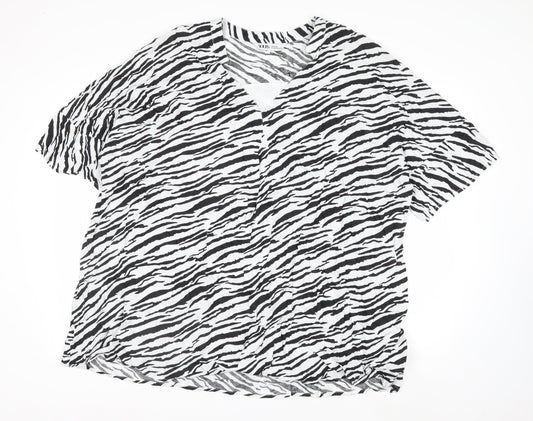 Yours Womens Black White Zebra Print Viscose T-Shirt Size 22