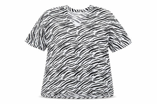 Yours Womens Black White Zebra Print Viscose T-Shirt Size 22