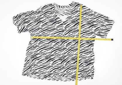Yours Womens Black White Zebra Print Viscose T-Shirt Size 22