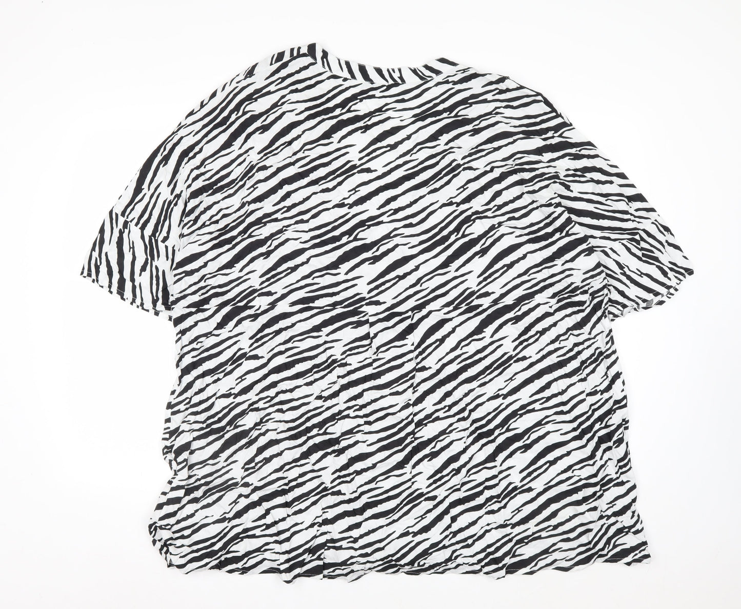 Yours Womens Black White Zebra Print Viscose T-Shirt Size 22